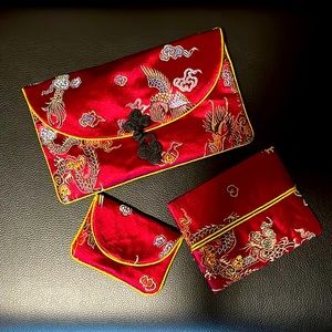 Beautiful dark red embroidered wallet